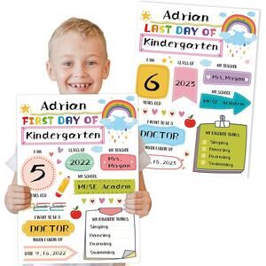 BeYumi First Day Last Day Back to School Card Stock Board Sign Photo Prop 14x10